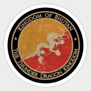 Vintage Kingdom of Bhutan Asia Asian Flag Sticker